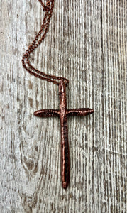 Copper Electroformed cross necklace