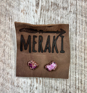 Raw Ruby stud earrings