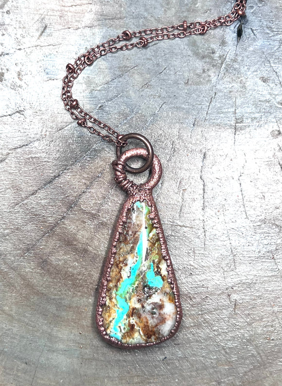 Copper Electroformed Royston Turquoise necklace.