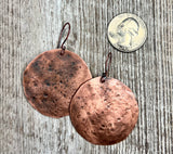 Round textured copper earrings