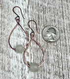 Vintage frosted glass and copper earrings