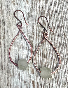 Vintage frosted glass and copper earrings