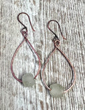 Vintage frosted glass and copper earrings