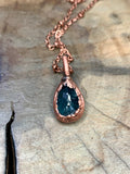 Copper Electroformed Faceted Teal Moss Kyanite Necklace