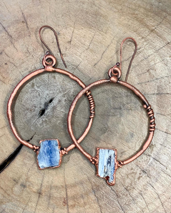 Blue Kyanite Hoop Earrings